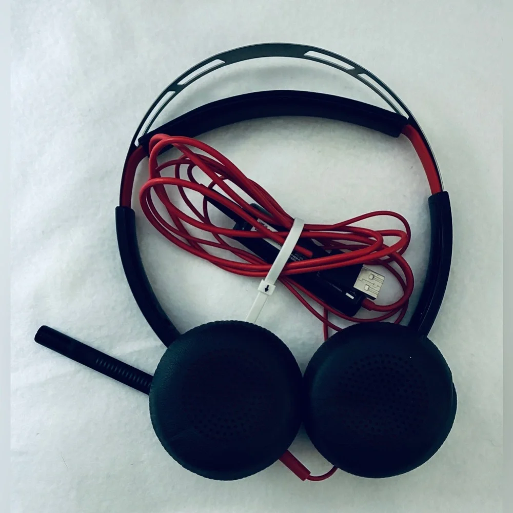 Poly Black and Red Wired Headphones